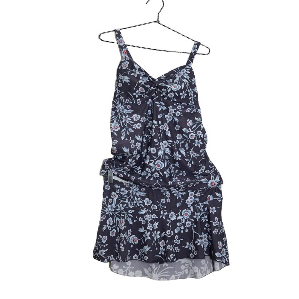 Maternity Floral Navy Women's Swim Dress with Skirt